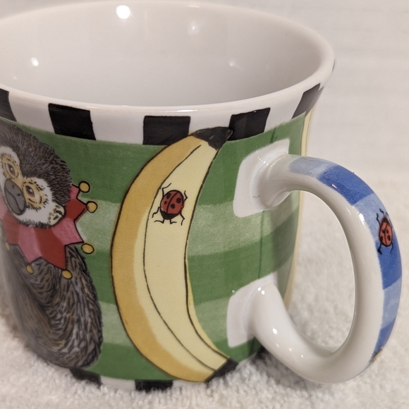 Peas and Thank You Monkey Mug by Kelly Barnes Rightsell 3” Tall x 3 1/4" Wide - Picture 3 of 9
